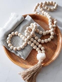 Pottery Barn Mango Wood Contentment Beads - view 2, Multi