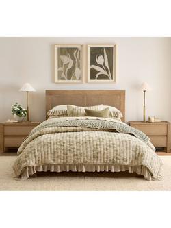 Pottery Barn Floral Cloud Reversible Kingsize Quilted Bedspread, Green/Multi, Green Multi