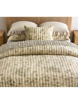 Pottery Barn Floral Cloud Reversible Kingsize Quilted Bedspread, Green/Multi - view 2, Green Multi