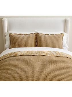 Pottery Barn Velvet Scallop Edge Reversible Bedspread, Bronze
