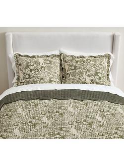Pottery Barn Velvet Scallop Edge Reversible Bedspread - view 2, Loden