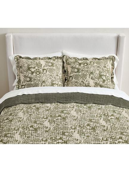 Pottery Barn Velvet Scallop Edge Reversible Bedding - view 2, Loden