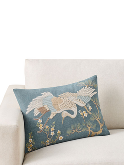 Pottery Barn Ophelia Embroidered Lumbar Cushion Cover, Blue/Multi, Blue Multi