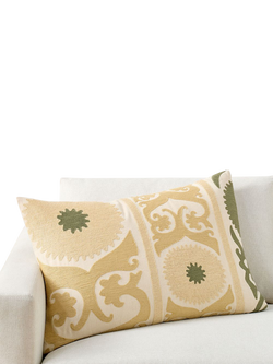 Pottery Barn Oria Suzani Lumbar Cushion Cover, Straw/Multi, Straw Multi