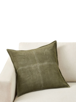 Pottery Barn Pieced Suede Cushion Cover, Loden