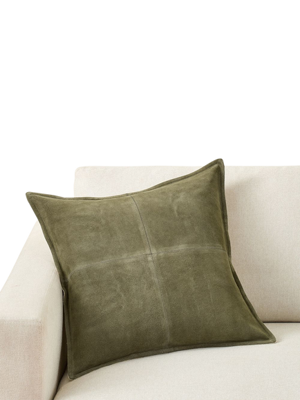 Pottery Barn Pieced Suede Cushion Cover, Loden