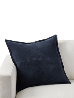 Pottery Barn Pieced Suede Cushion Cover, Navy