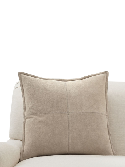 Pottery Barn Pieced Suede Cushion Cover, Stone