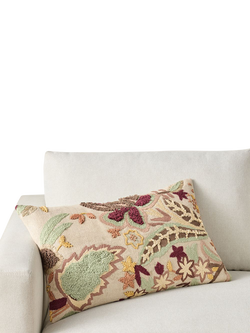 Pottery Barn Raven Embroidered Lumbar Cushion Cover, Multi, Multi
