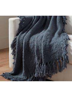 Pottery Barn Dreamy Fringe Throw, Steel Blue