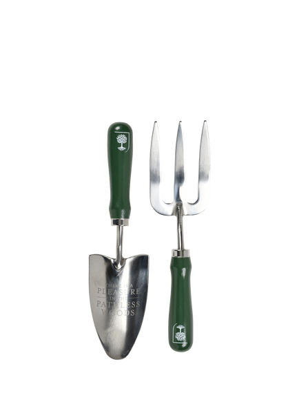 Burgon & Ball RHS Woodland Wonders Trowel & Fork Gift Set, Green