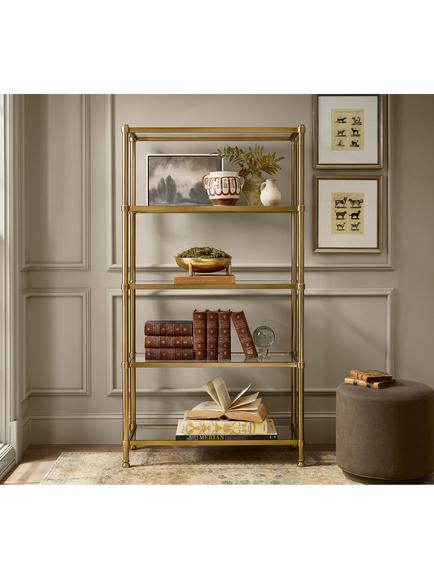 Pottery Barn Everson Bookcase, Brass - view 2, Brass