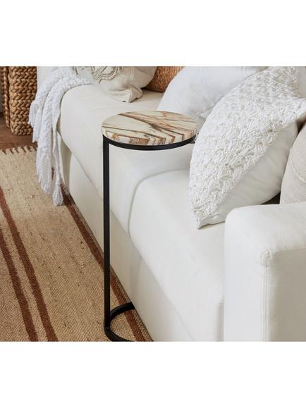 Pottery Barn Delaney Marble C-Table, Golden - view 2, Golden