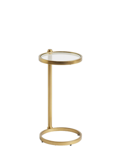 Pottery Barn Everson Round Glass C-Table, Brass, Brass