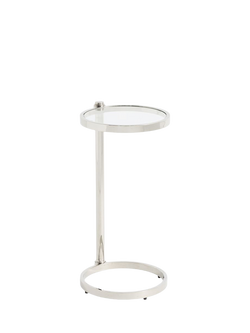 Pottery Barn Everson Round Glass C-Table, Brass, Stainless Steel