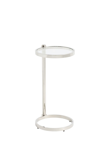 Pottery Barn Everson Round Glass C-Table, Brass, Stainless Steel