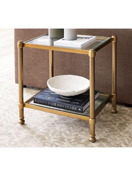 Pottery Barn Everson Rectangular Side Table, Brass - view 2, Brass