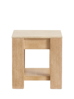 Pottery Barn Travertine Side Table, Fog, Fog