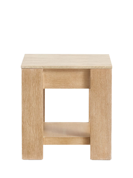 Pottery Barn Travertine Side Table, Fog, Fog