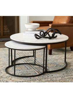Pottery Barn Delaney Round Nesting Coffee Table, Set of 2, Bronze - view 2, Bronze