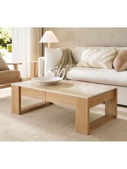 Pottery Barn Travertine Coffee Table, Fog - view 2, Fog