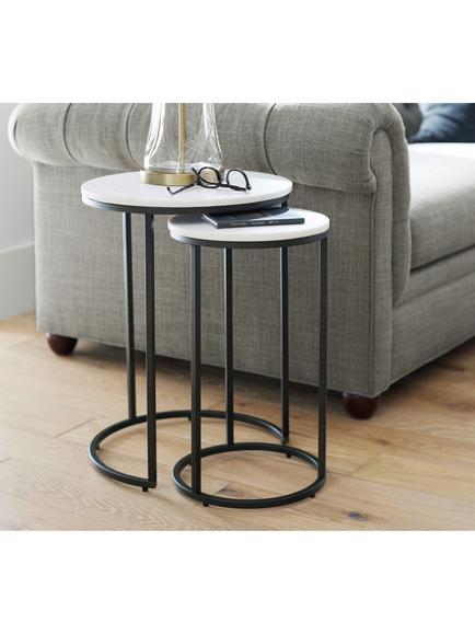 Pottery Barn Delaney Round Nesting Side Table, Set of 2, Bronze - view 2, Bronze