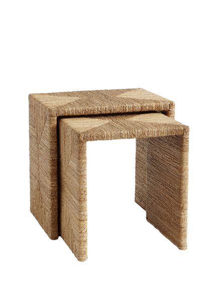 Pottery Barn Malibu Nesting Side Table, Set of 2, Natural, Natural