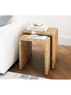 Pottery Barn Malibu Nesting Side Table, Set of 2, Natural - view 2, Natural