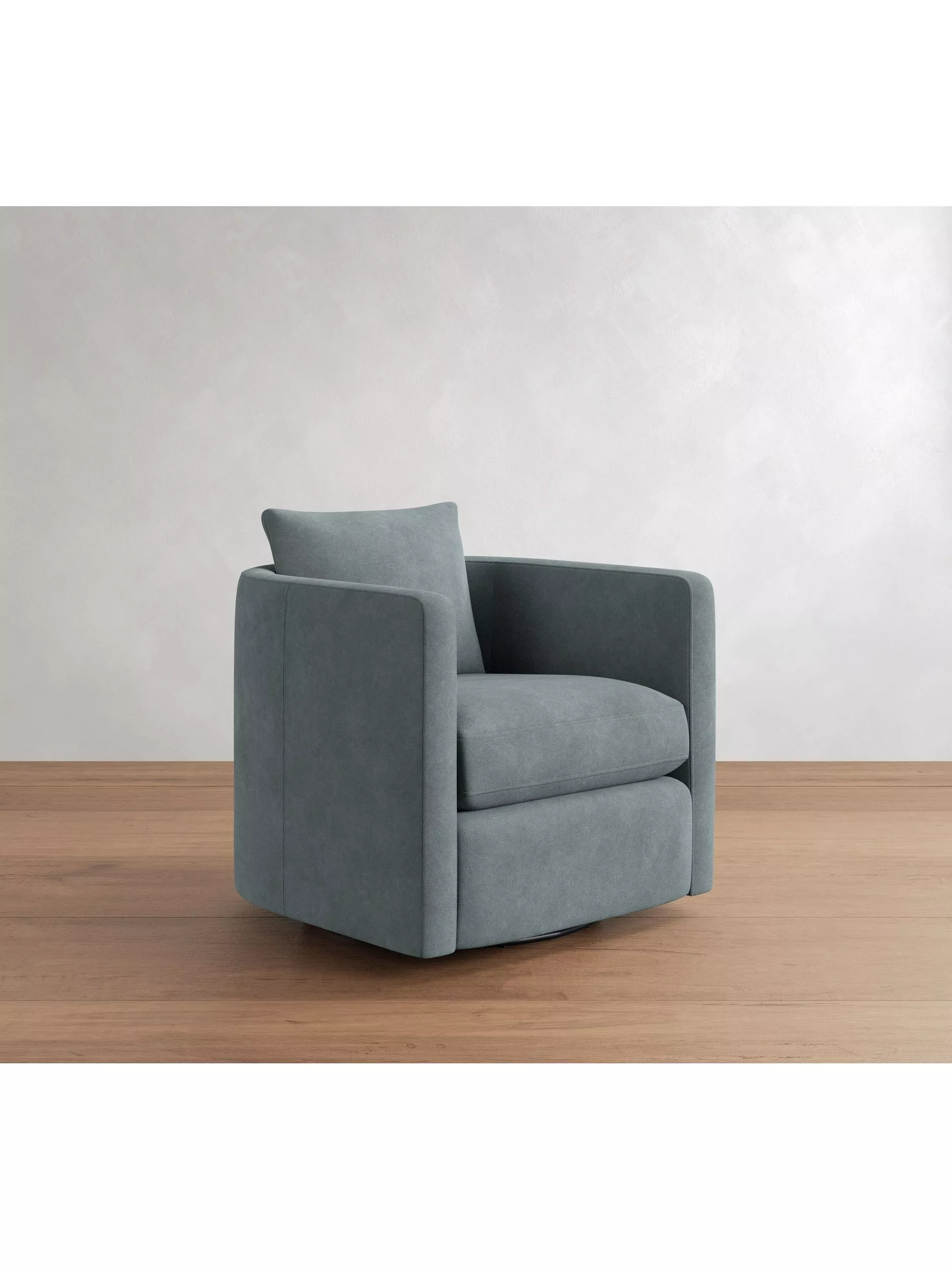 Pottery Barn Ayden Leather Swivel Armchair, Azure
