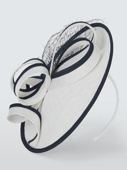 John Lewis Amelie Small Disc Fascinator - view 2, White / Navy