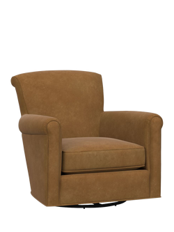 Pottery Barn Irving Leather Swivel Armchair, Camel, Camel