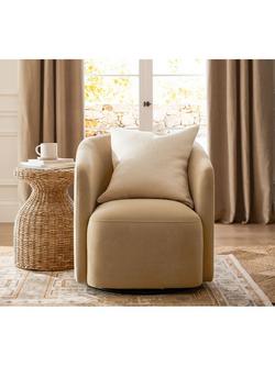 Pottery Barn Preston Swivel Armchair, Camel - view 2, Camel