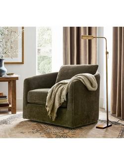 Pottery Barn Remmy Swivel Armchair, Dark Moss - view 2, Moss