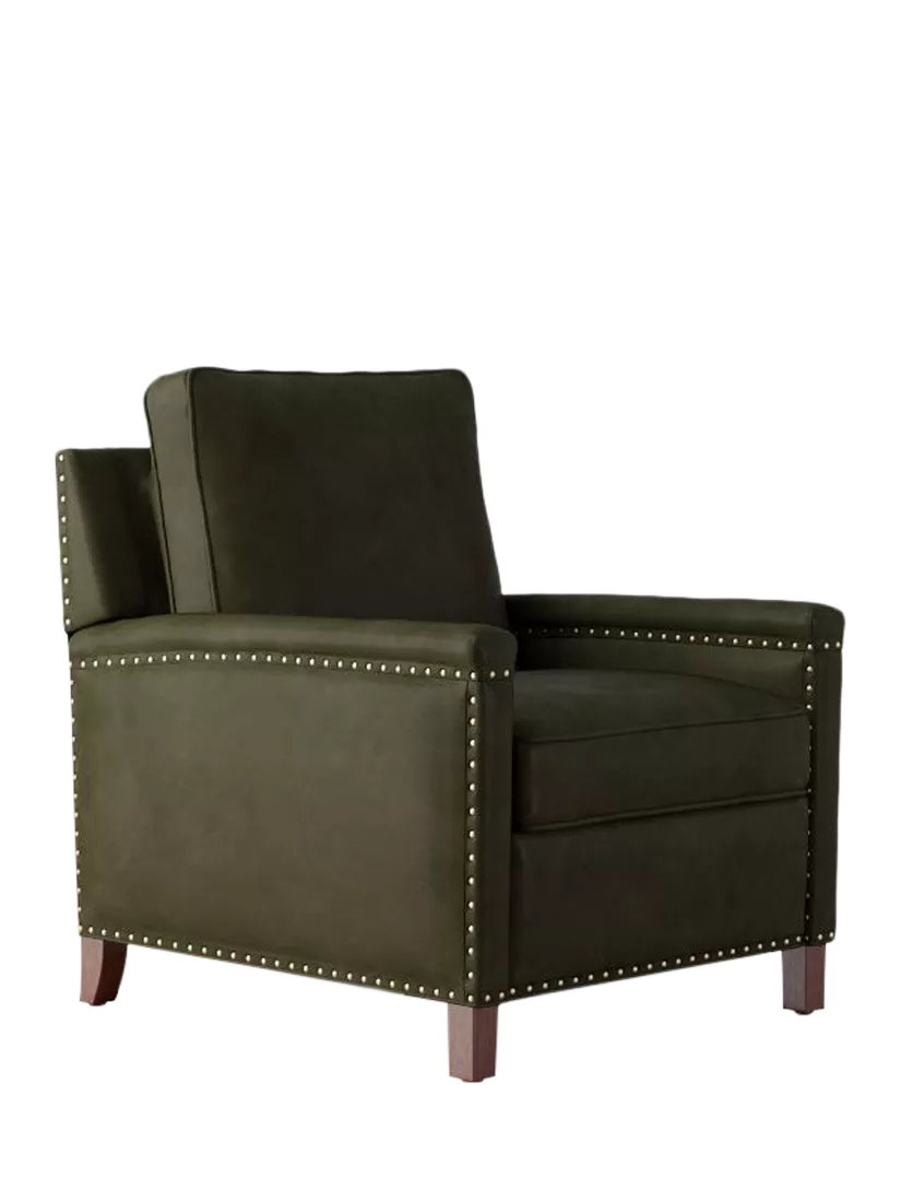 Pottery Barn Tyler Leather Recliner Chair, Vintage Hunter