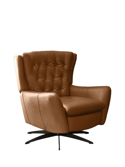 Pottery Barn Wells Leather Swivel Recliner, Vintage Caramel, Vintage Caramel