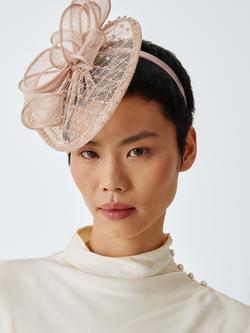 John Lewis Camelia Diamante Fascinator, Light Pink