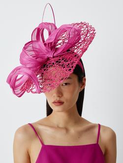 Snoxells Sage Lattice Disc Fascinator, Fuschia, Fuschia
