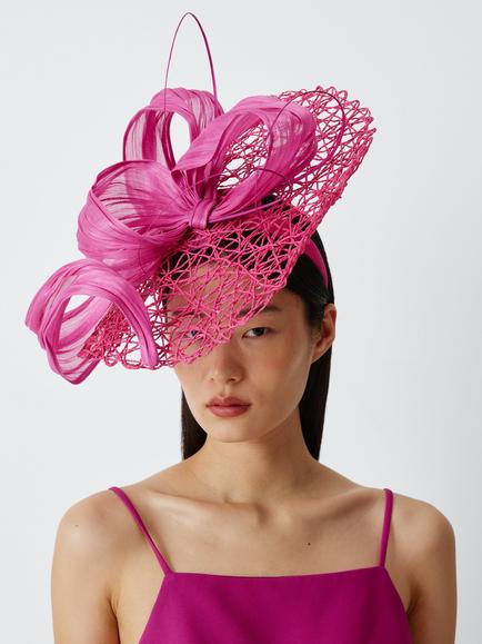 Snoxells Sage Lattice Disc Fascinator, Fuschia, Fuschia