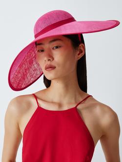Snoxells Sienna Bi-Colour Extra-Wide Brim Hat, Pink/Red, Pink/Red