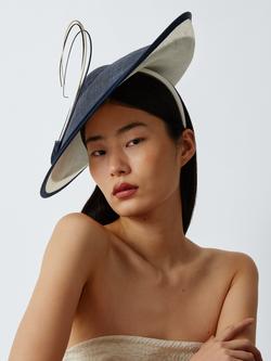 Snoxells Sofia Bi-Colour Fascinator, Navy/White, Navy/White