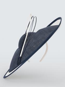 Snoxells Sofia Bi-Colour Fascinator, Navy/White - view 2, Navy/White