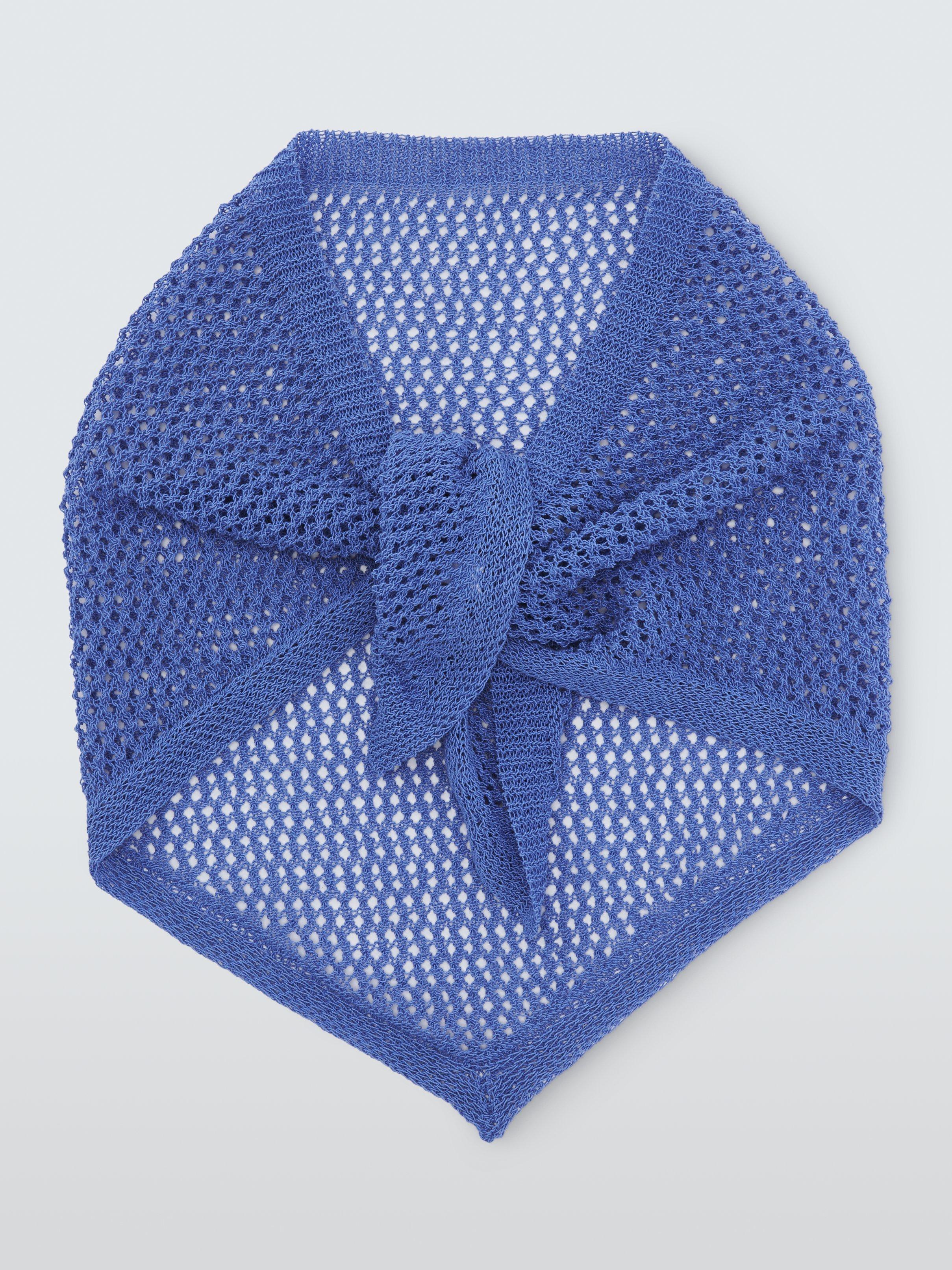 Product image 2 of 4, which shows John Lewis Pointelle Knit Bandana Scarf, Blue