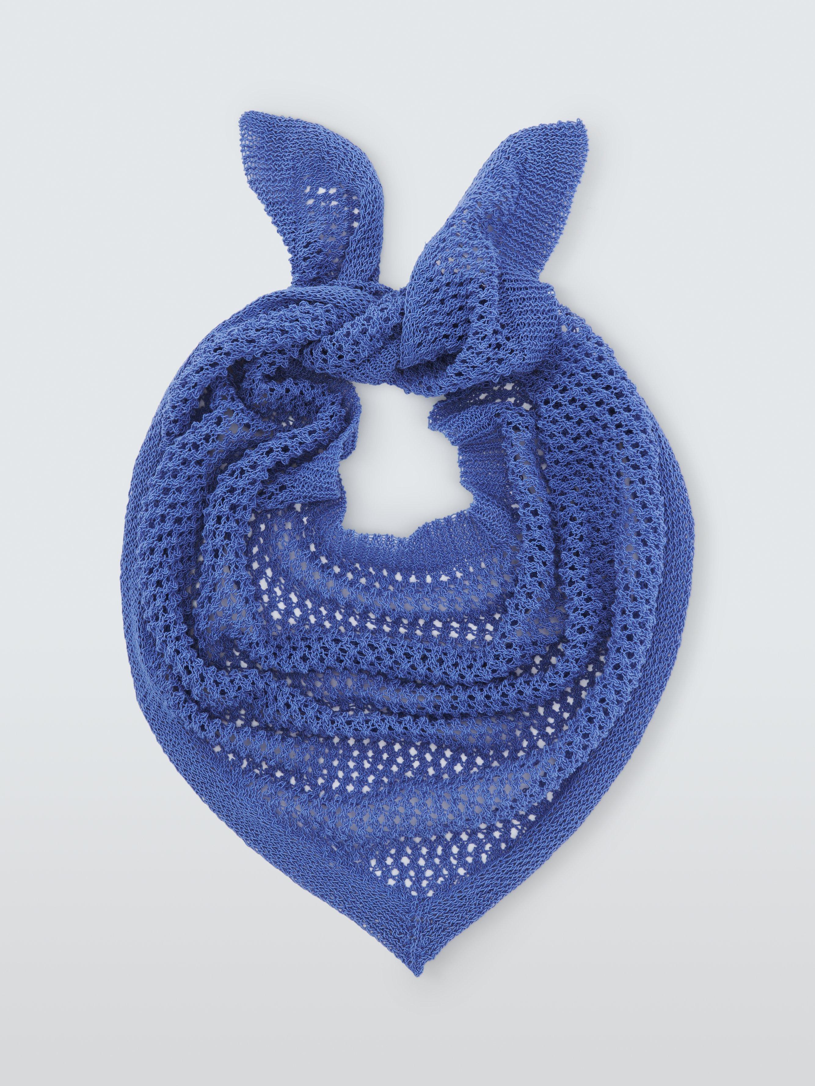 Product image 4 of 4, which shows John Lewis Pointelle Knit Bandana Scarf, Blue