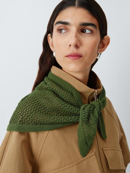 John Lewis Pointelle Knit Bandana Scarf, Green