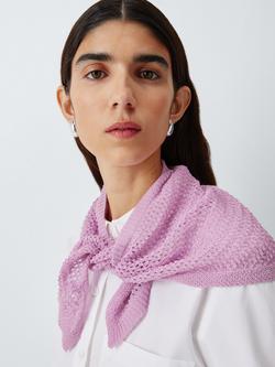 John Lewis Pointelle Knit Bandana Scarf, Pink
