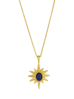 Ottoman Hands Lapis Star Necklace, Gold, Gold