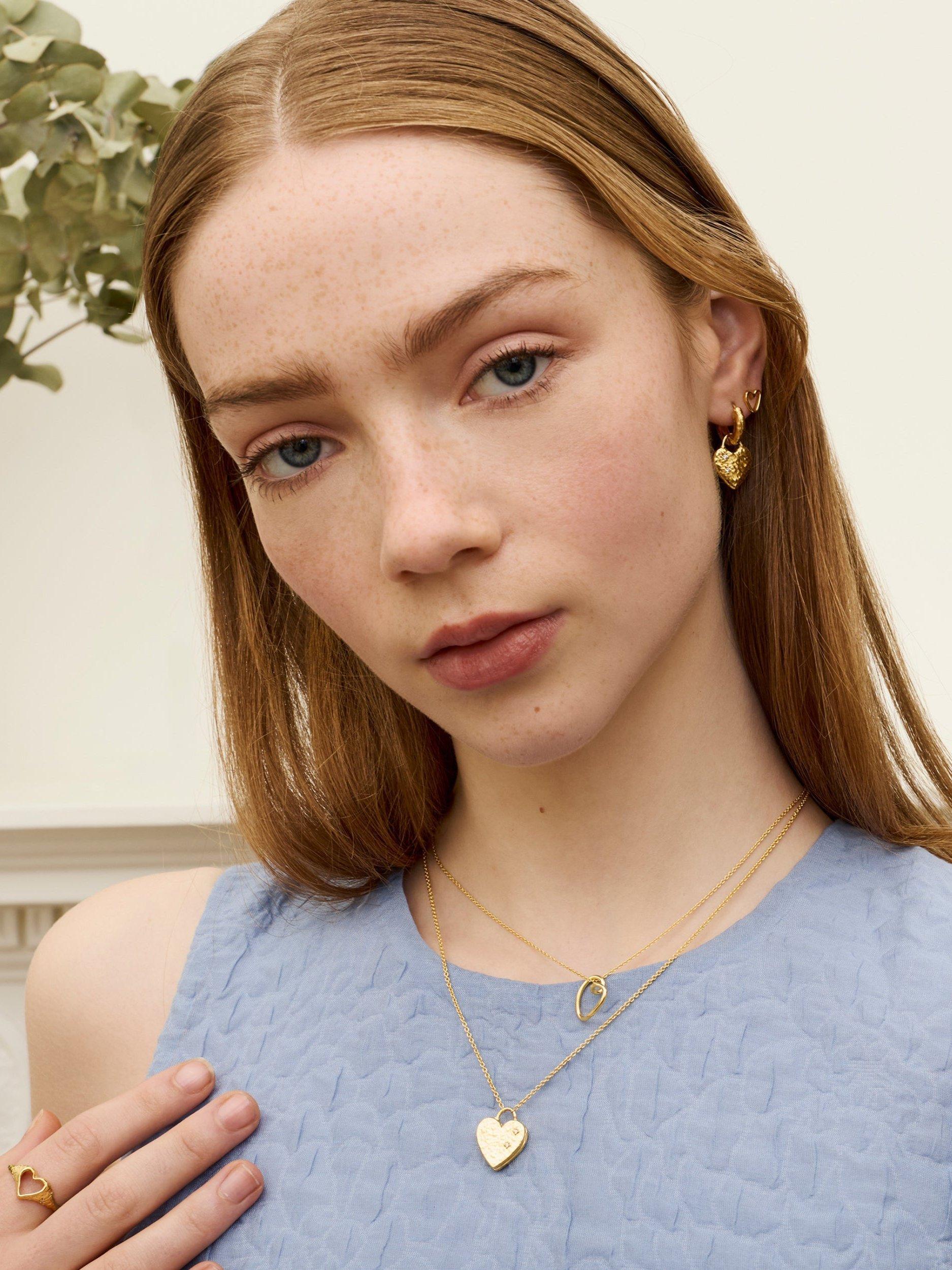 Product image 5 of 7, which shows Ottoman Hands Heart Locket Necklace, Gold