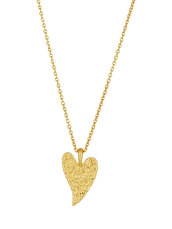 Ottoman Hands Hammered Heart Necklace, Gold, Gold