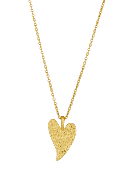 Ottoman Hands Hammered Heart Necklace, Gold, Gold