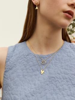 Ottoman Hands Hammered Heart Necklace, Gold - view 2, Gold
